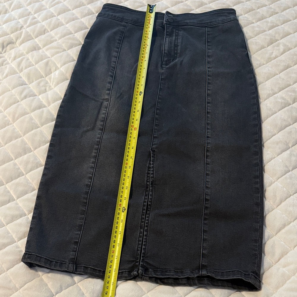 Free People We The Free Maddie Denim Midi Skirt Front Slit Gray - Picture 6 of 8